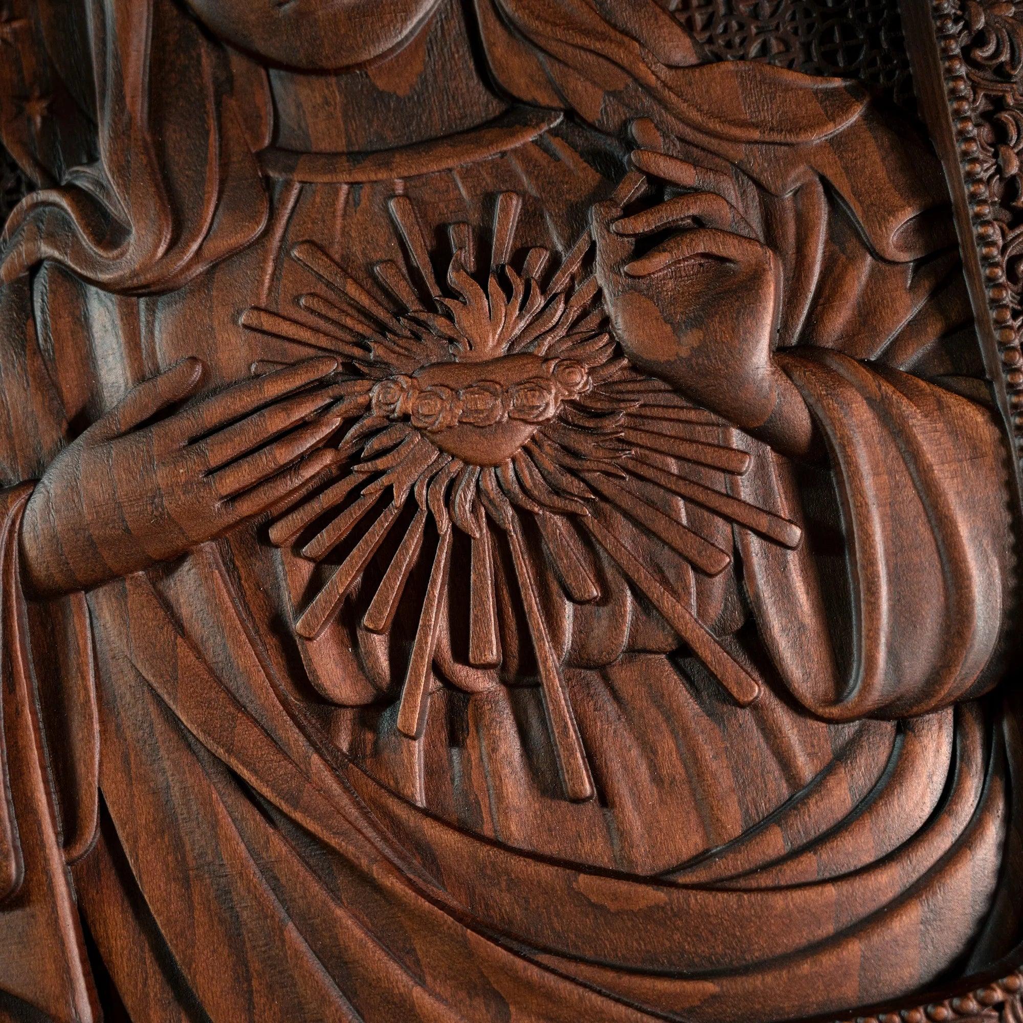 Immaculate Heart of Mary Wooden Sculpture-Viarello