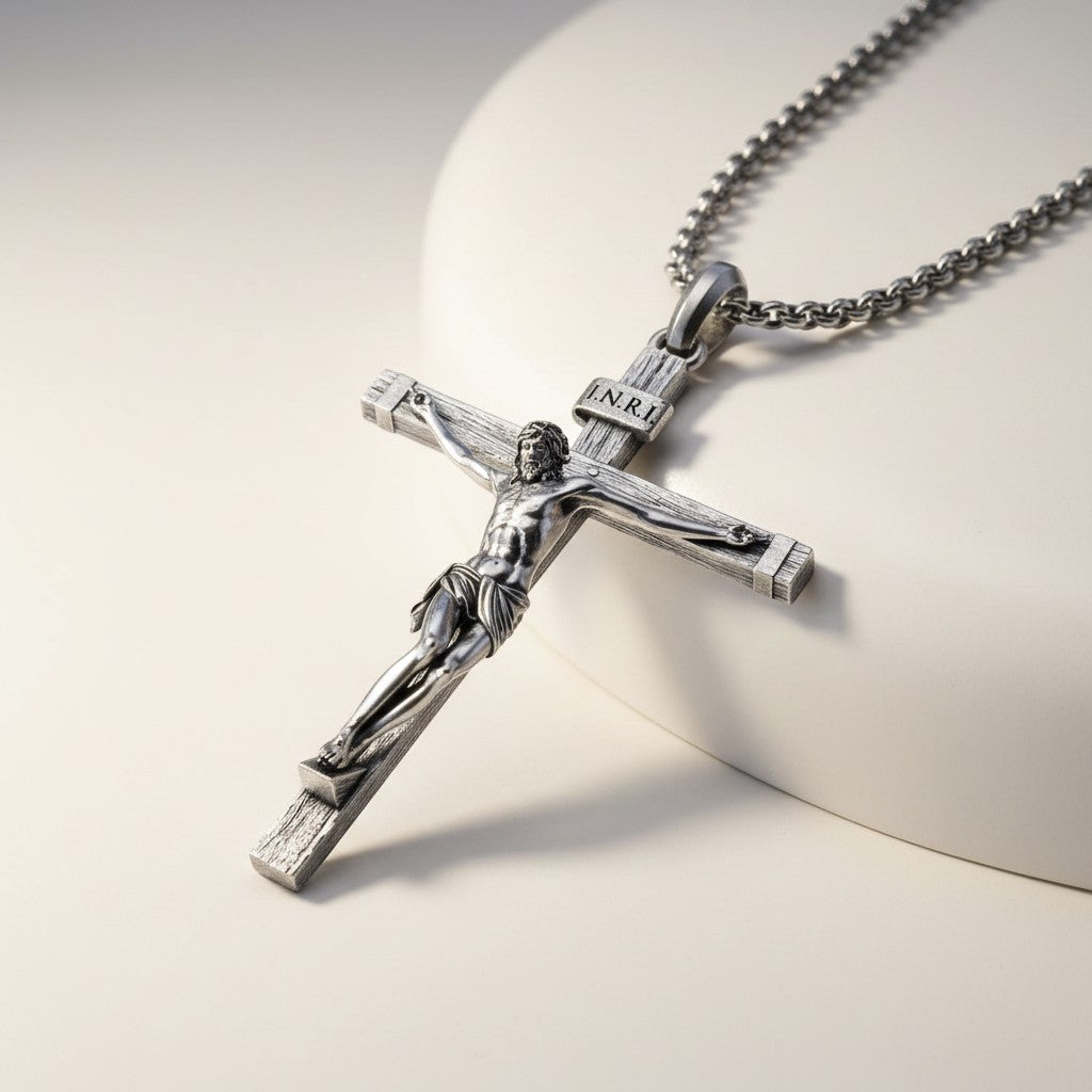 Jesus Christ Crucifix in 925k Silver-Viarello