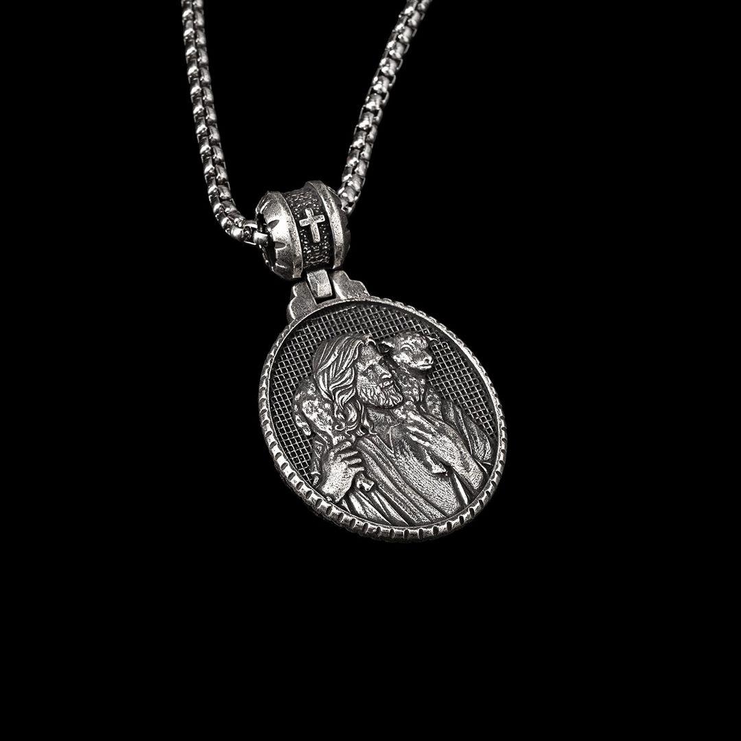 Jesus Christ Shepherd Necklace with Lamb-Viarello