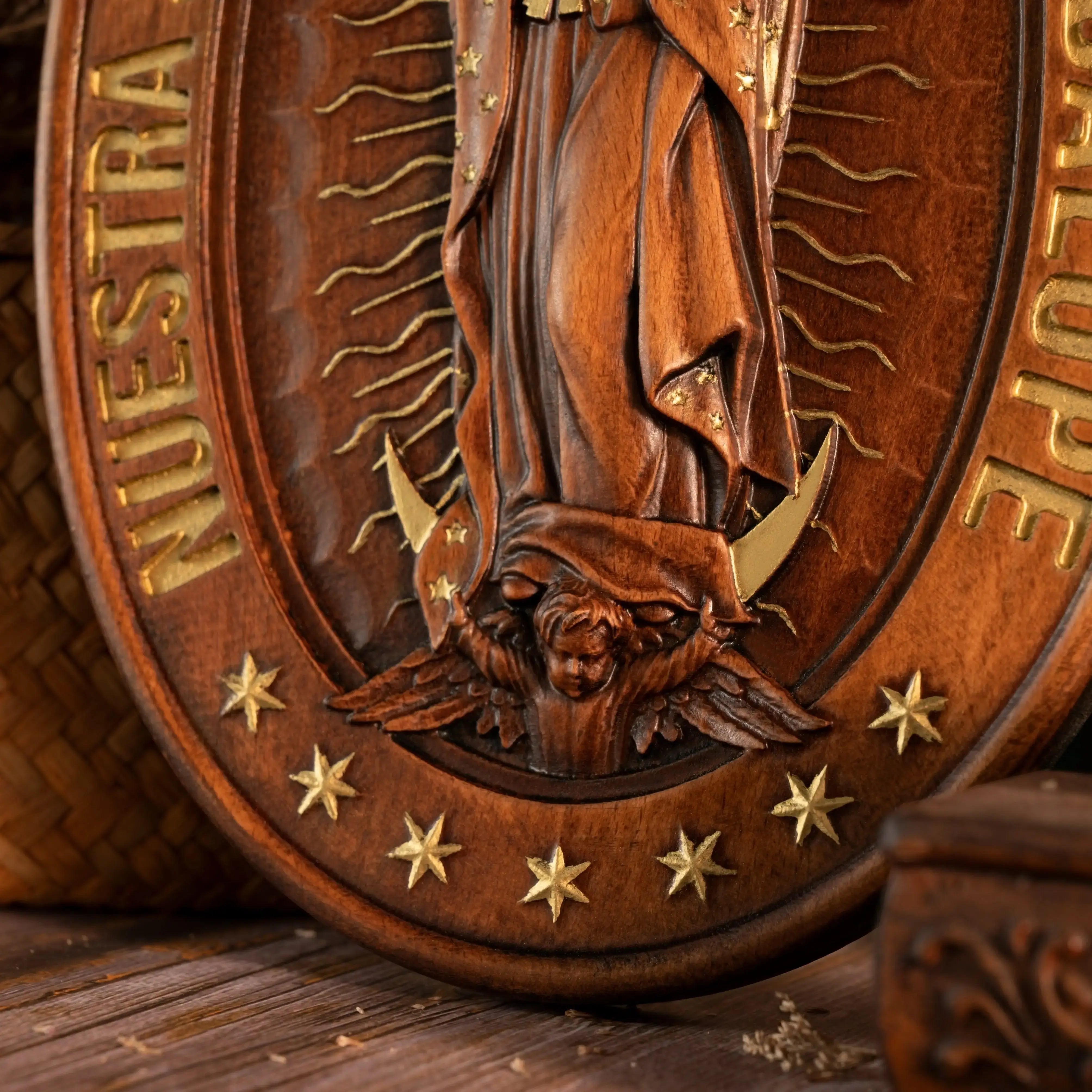 Large Wooden Sculpture of Our Lady of Guadalupe-Viarello