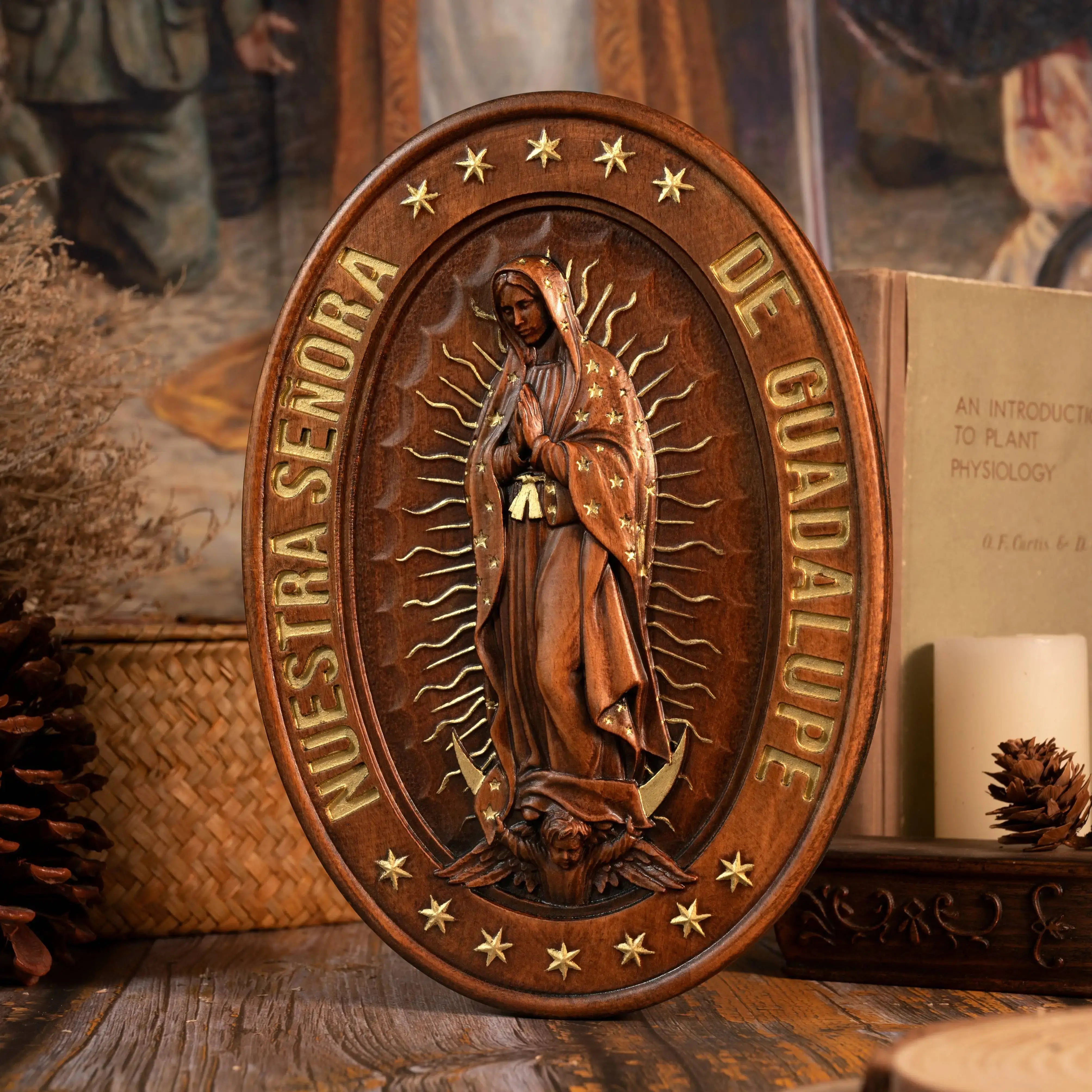 Large Wooden Sculpture of Our Lady of Guadalupe-Viarello