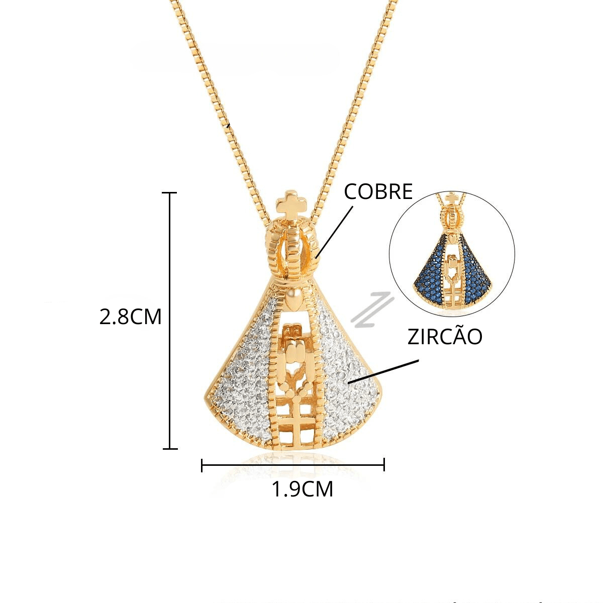 Our Lady of Aparecida Necklace - Double-Sided-Viarello