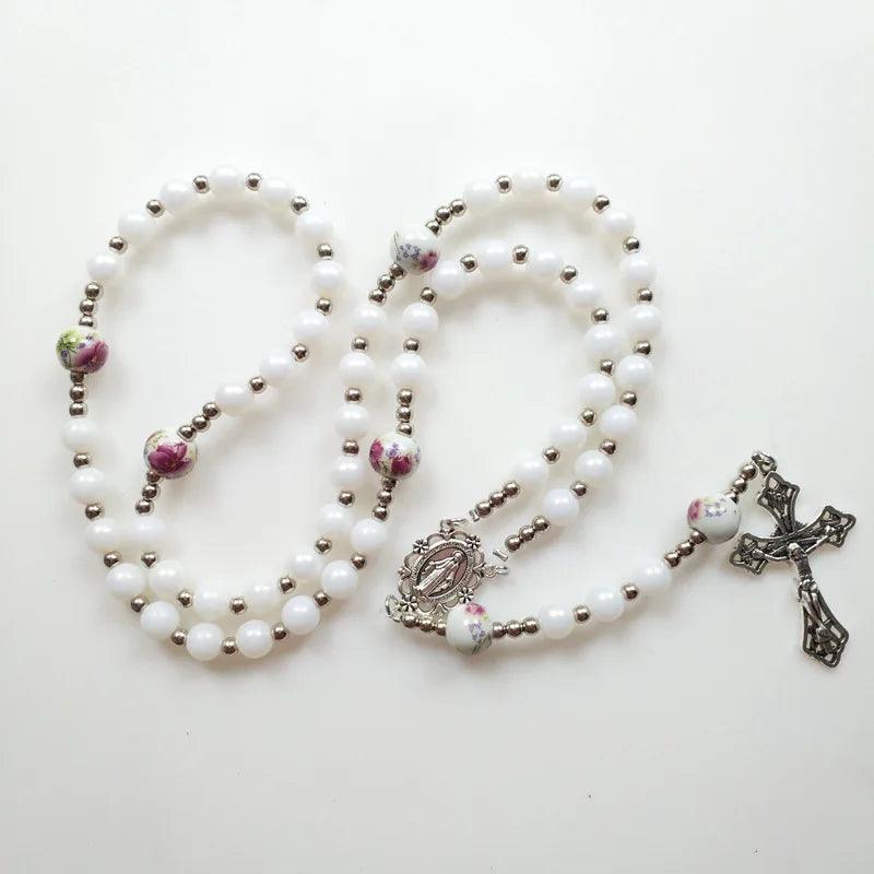 Rosary of the Virgin Mary and Christ, White Cross-Viarello