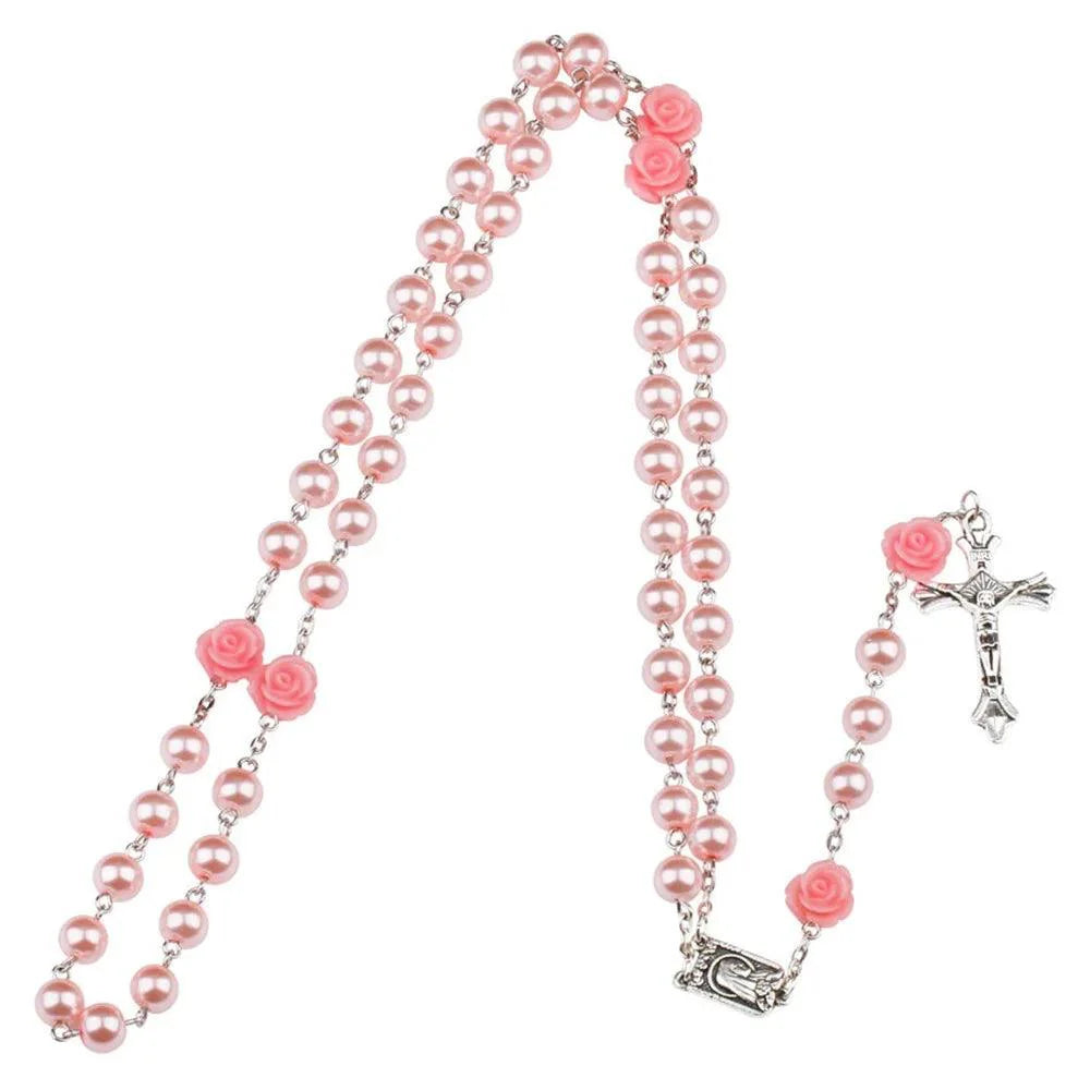 Rosary of the Virgin Mary with Roses and Glass Beads-Viarello