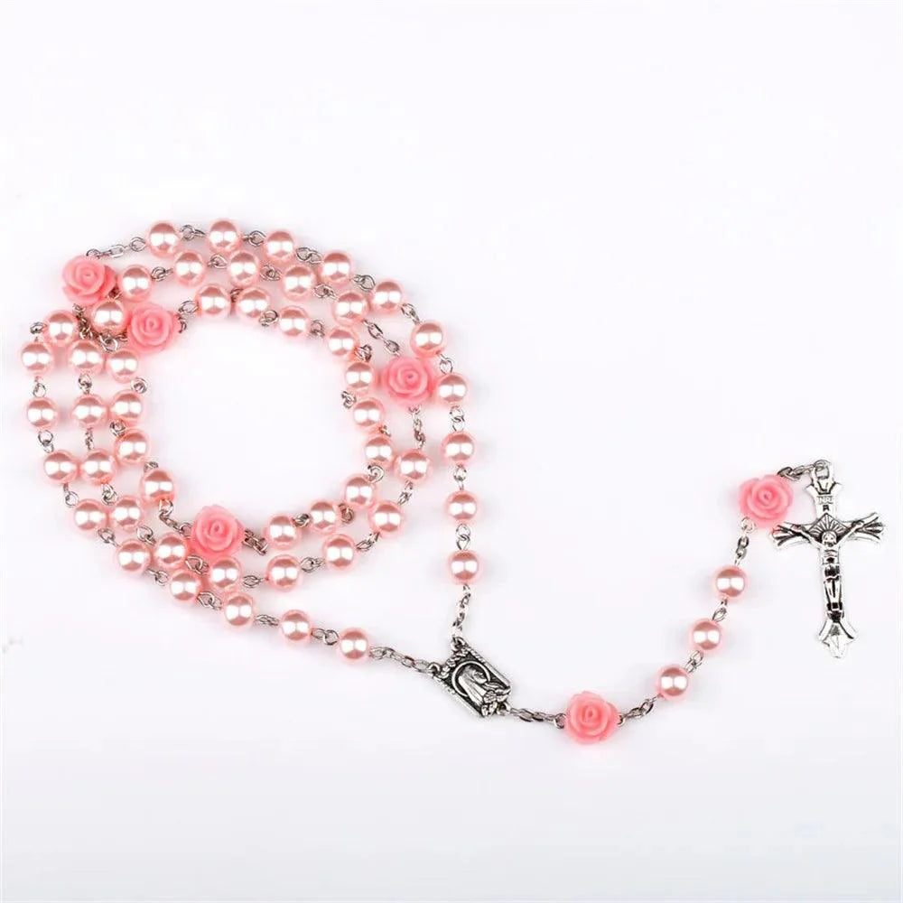 Rosary of the Virgin Mary with Roses and Glass Beads-Viarello