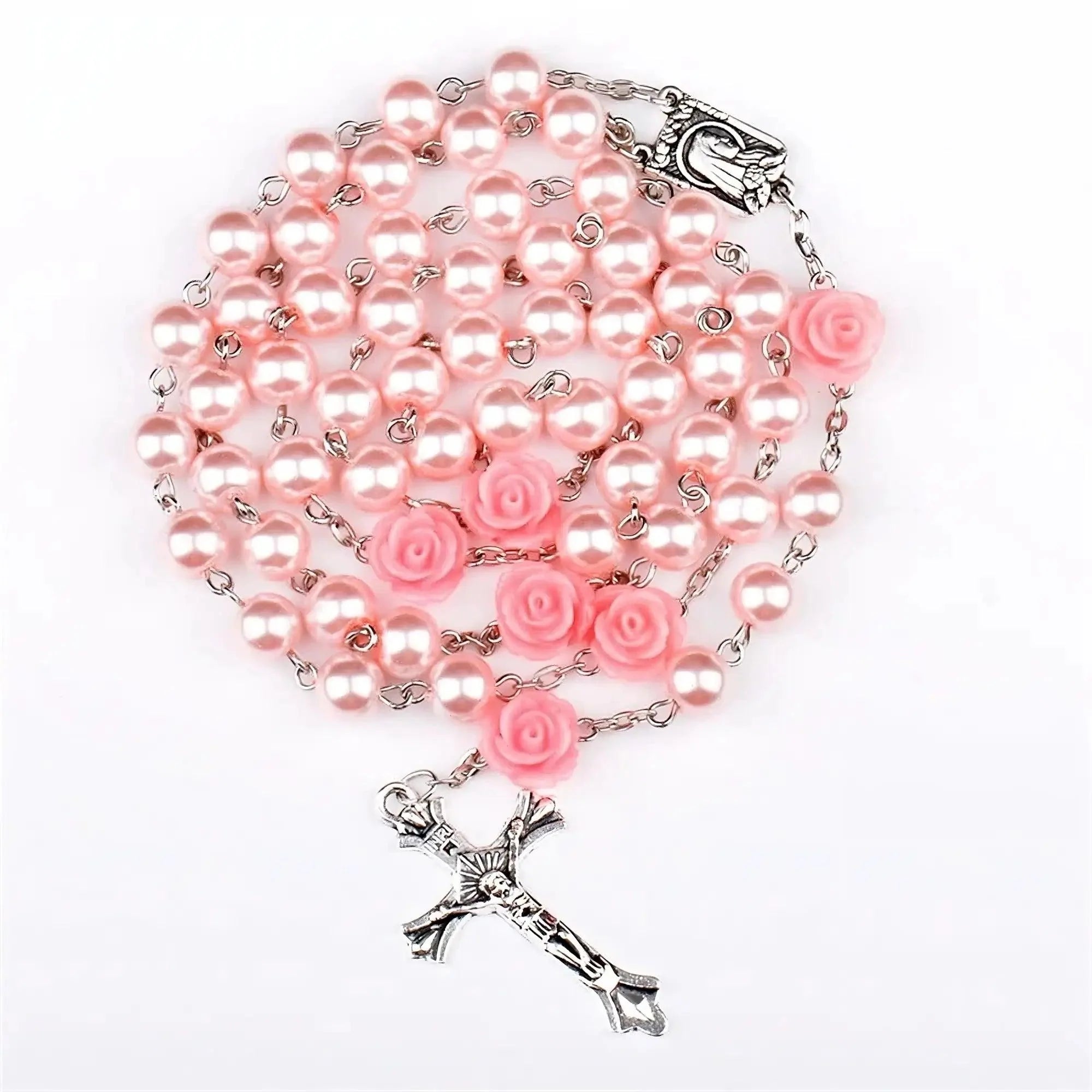 Rosary of the Virgin Mary with Roses and Glass Beads-Viarello