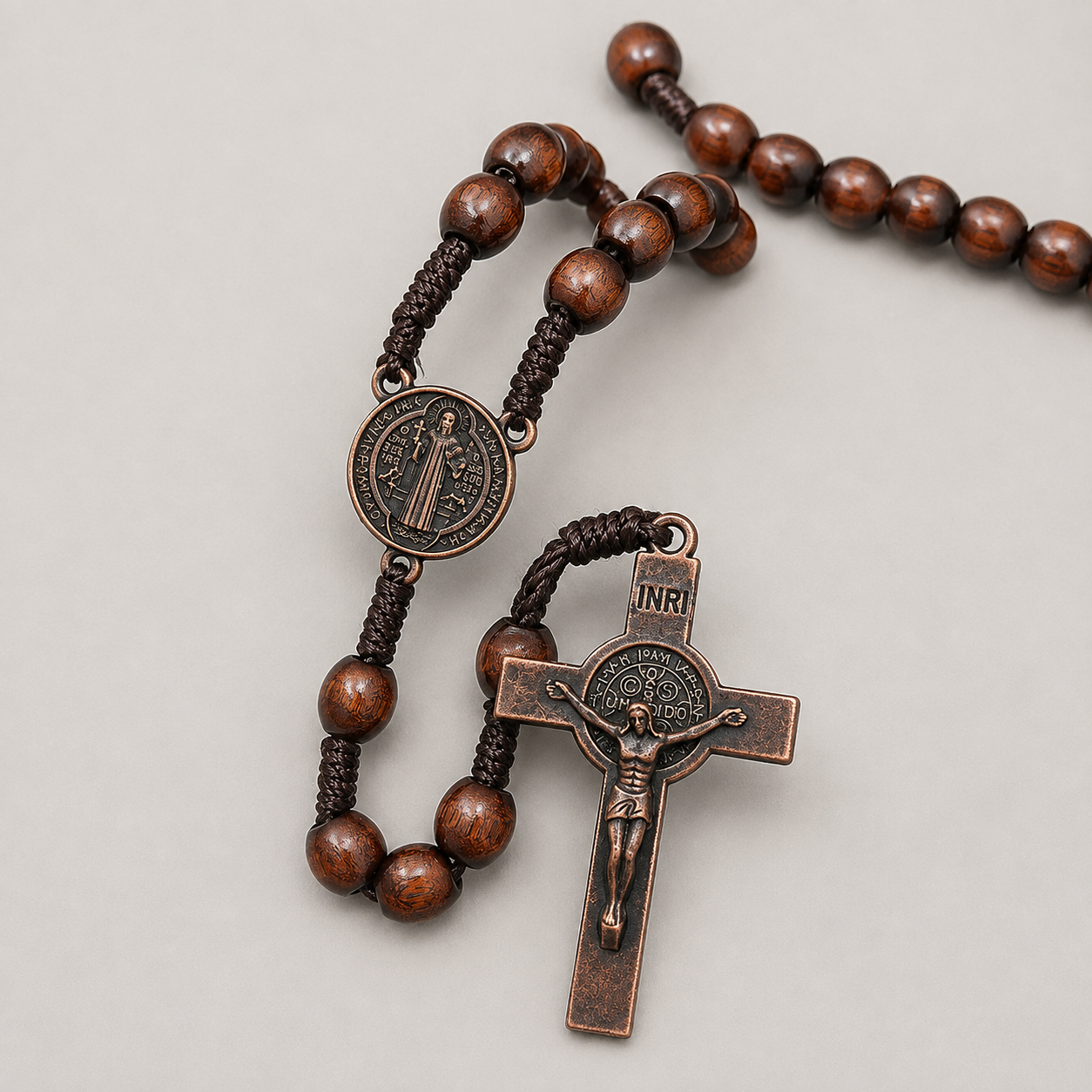 Saint Benedict Medal Rosary — Brown-Viarello