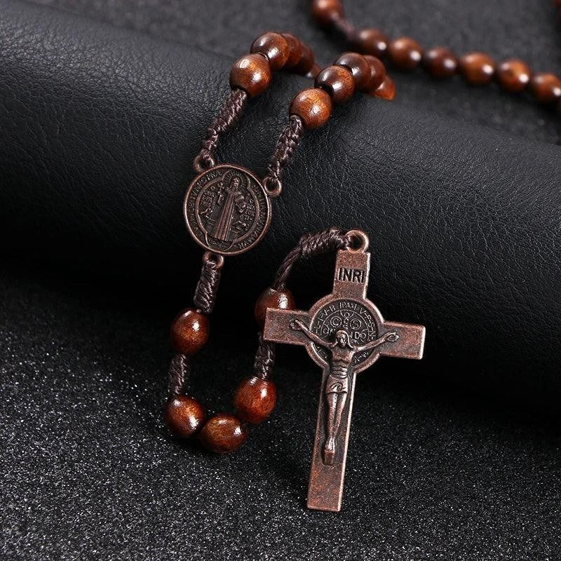 Saint Benedict Medal Rosary — Brown-Viarello