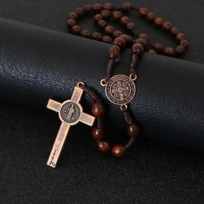 Saint Benedict Medal Rosary — Brown-Viarello