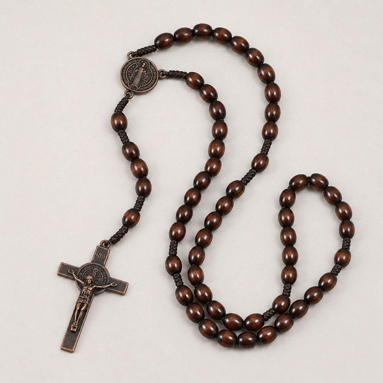 Saint Benedict Medal Rosary — Brown-Viarello