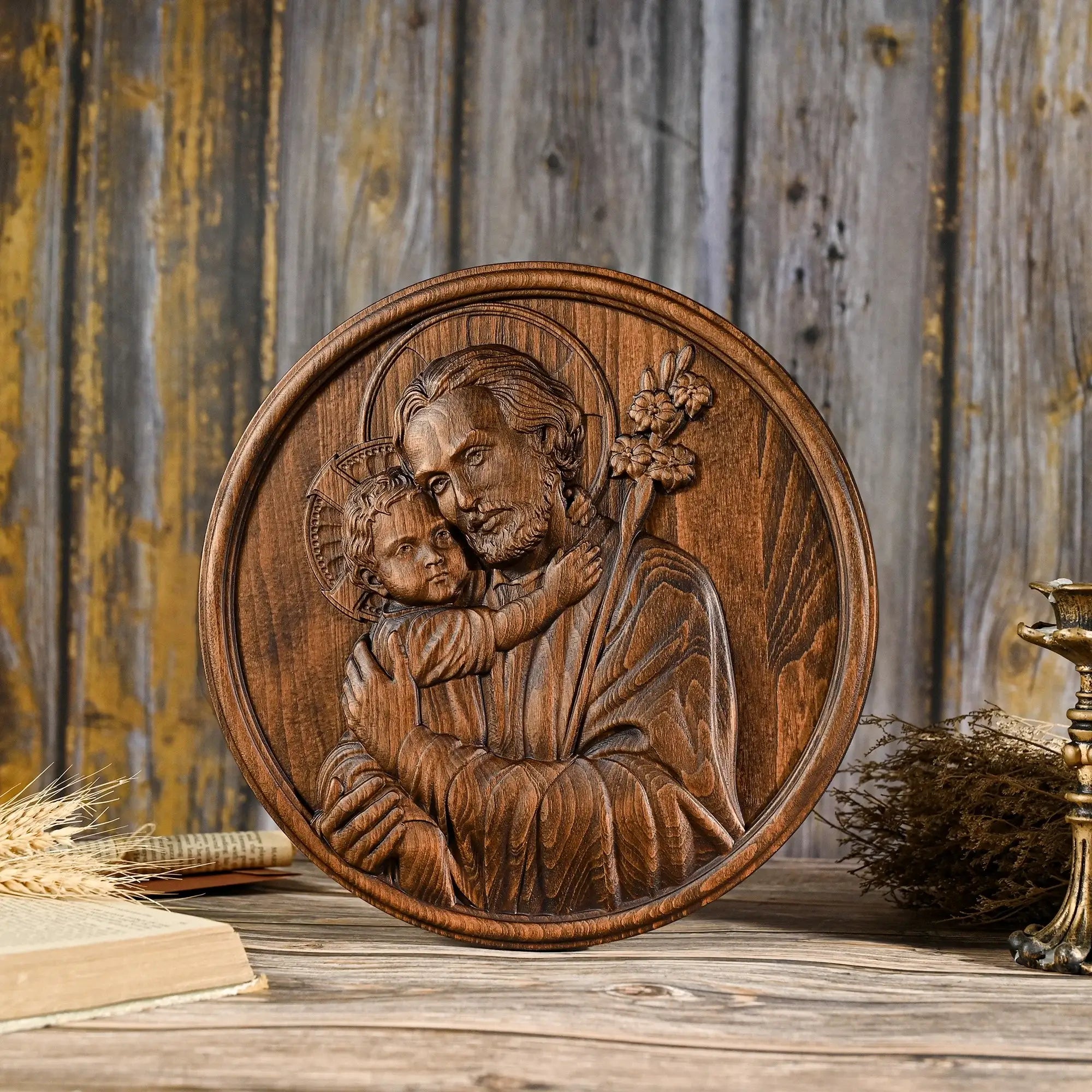 Sculpture of Saint Joseph and the Child Jesus - Father's Day Gift-Viarello