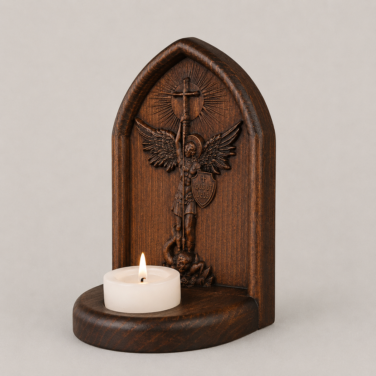 Wooden Candlestick of Saint Michael the Archangel-Viarello