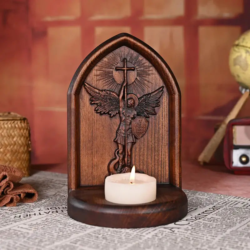 Wooden Candlestick of Saint Michael the Archangel-Viarello
