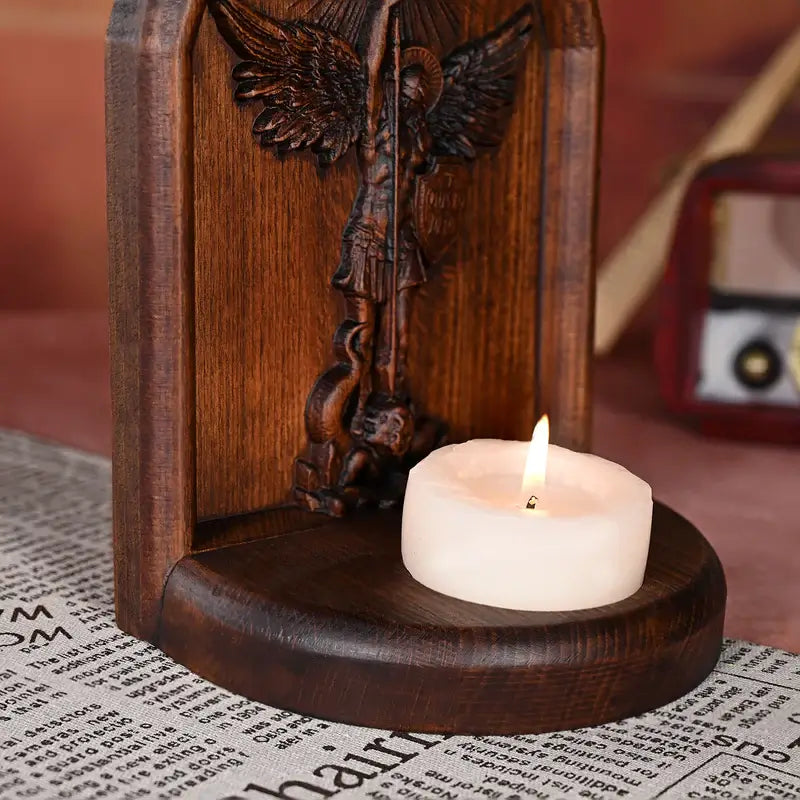 Wooden Candlestick of Saint Michael the Archangel-Viarello