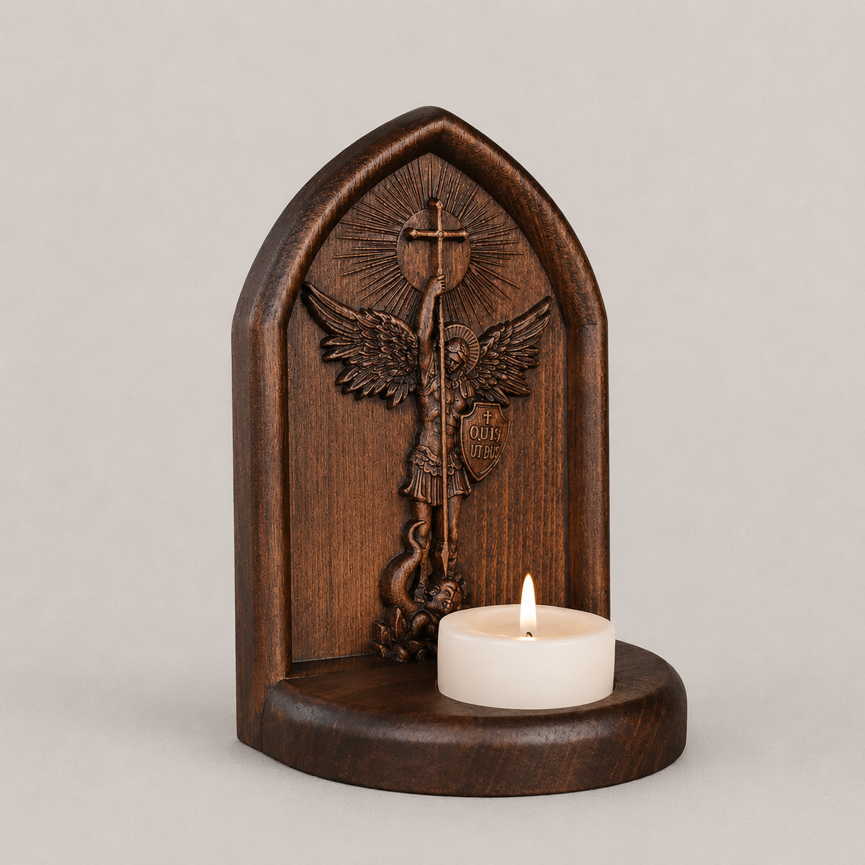 Wooden Candlestick of Saint Michael the Archangel-Viarello