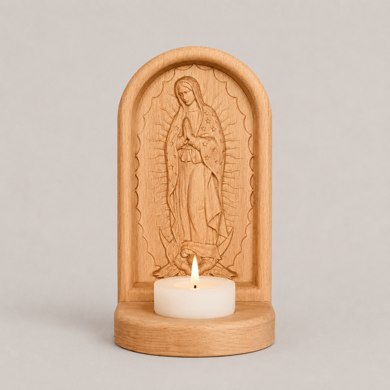 Wooden Candlestick Our Lady of Guadalupe-Viarello