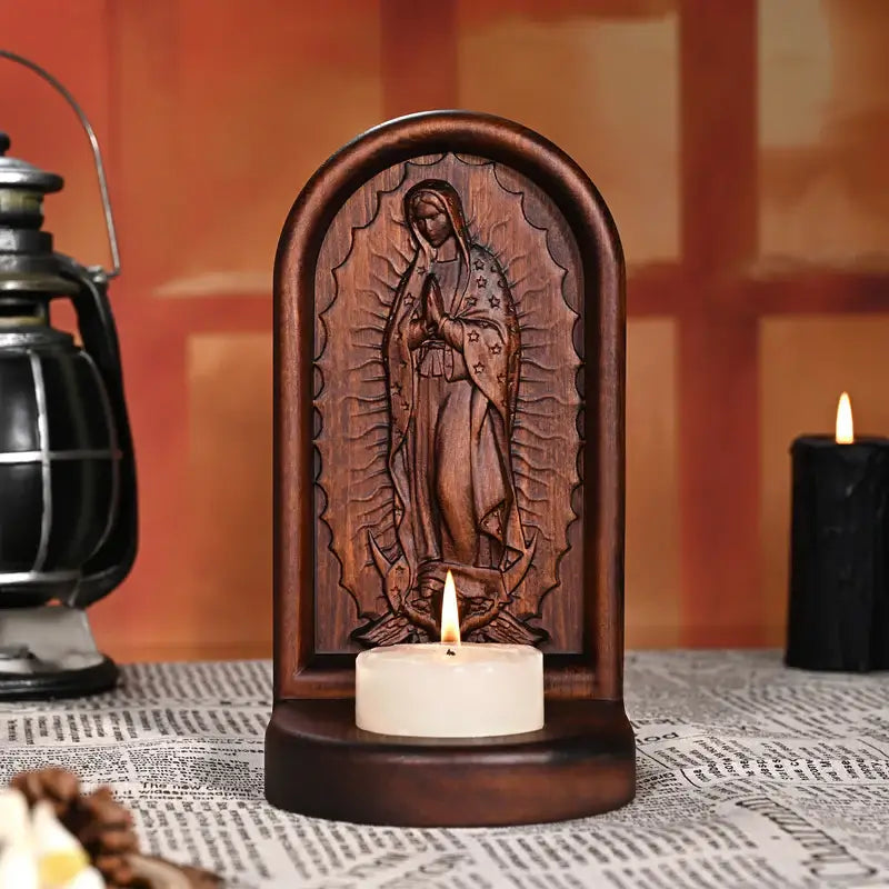 Wooden Candlestick Our Lady of Guadalupe-Viarello