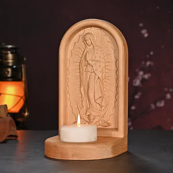 Wooden Candlestick Our Lady of Guadalupe-Viarello