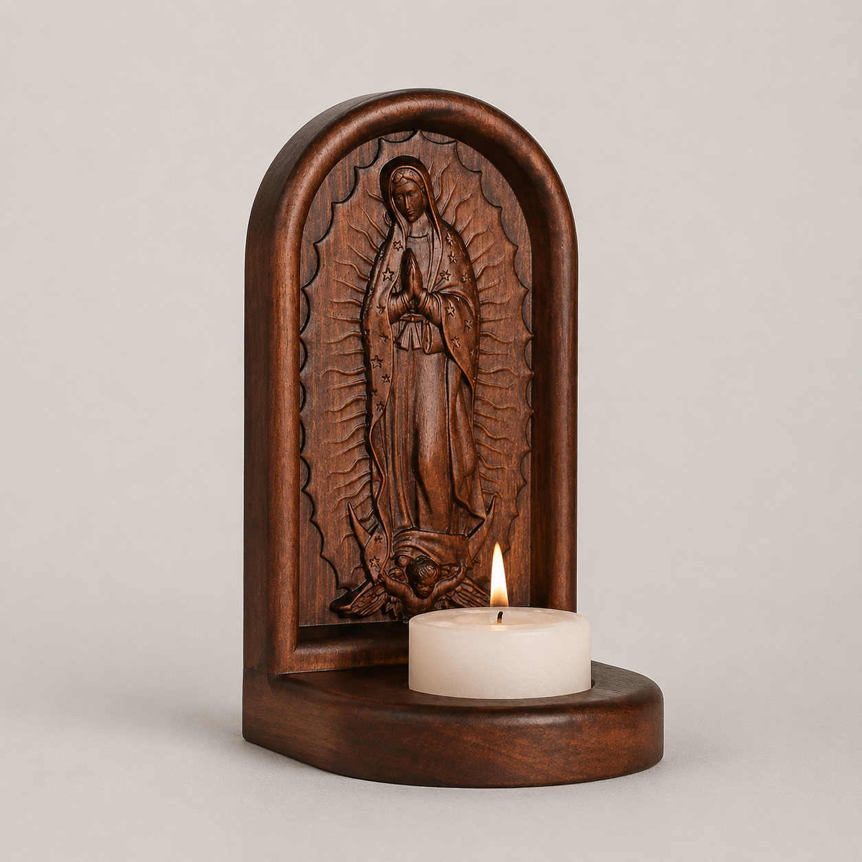 Wooden Candlestick Our Lady of Guadalupe-Viarello