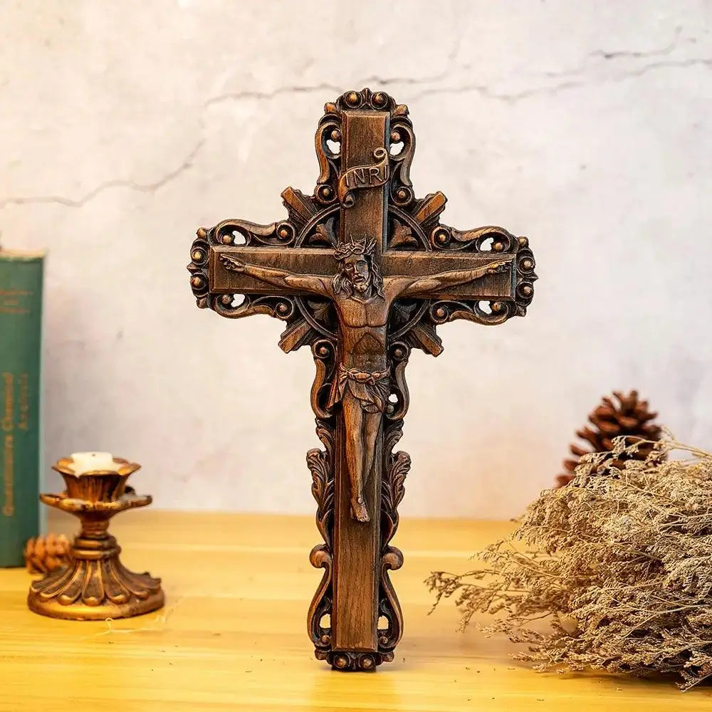 Wooden Crucifix of Jesus Christ for Wall Mounting-Viarello