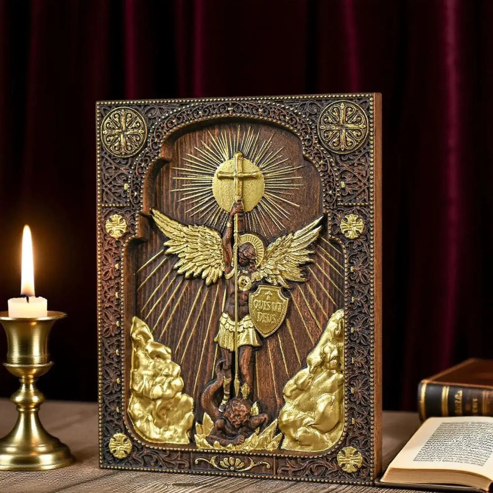 Wooden icon of Saint Michael the Archangel.-Viarello