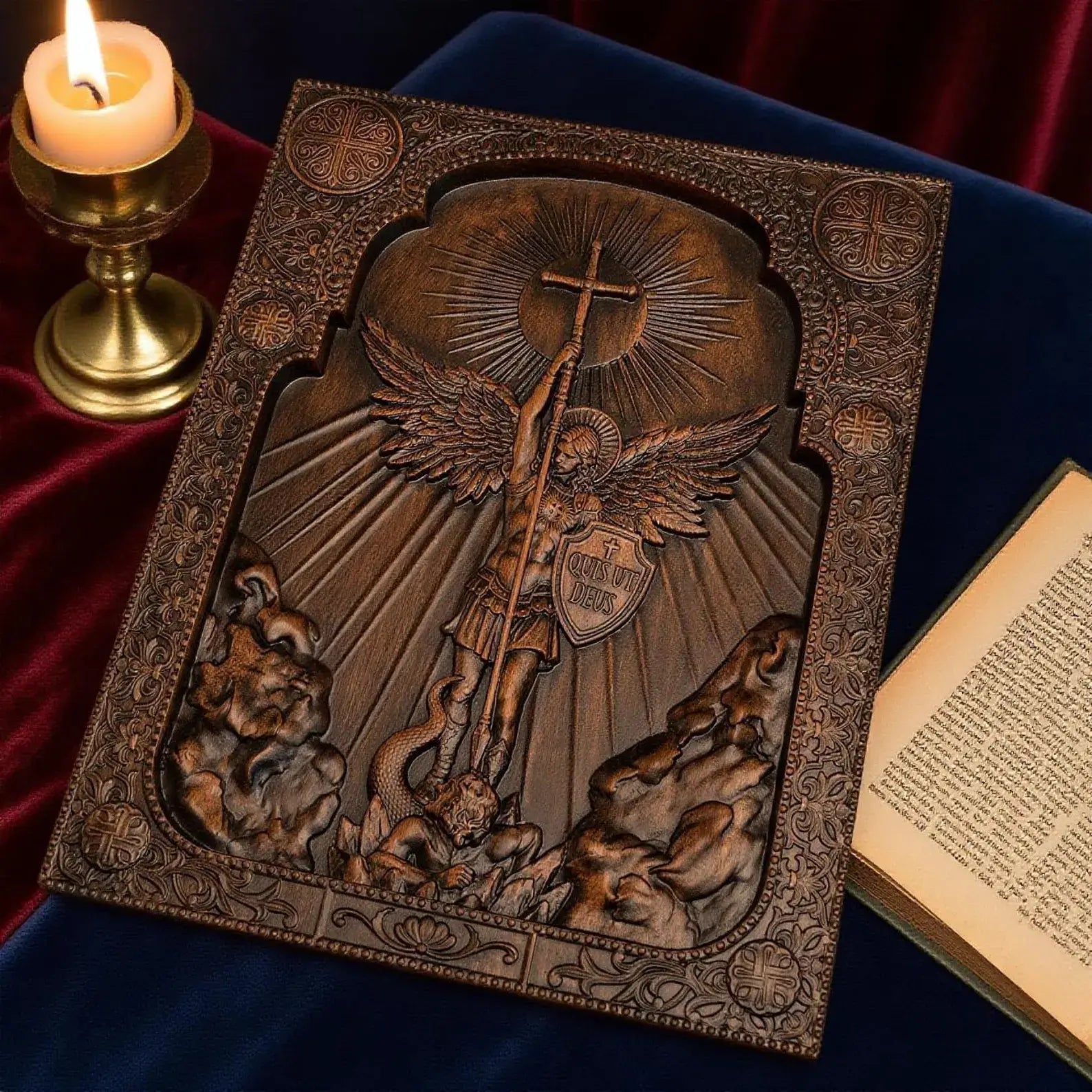 Wooden icon of Saint Michael the Archangel.-Viarello