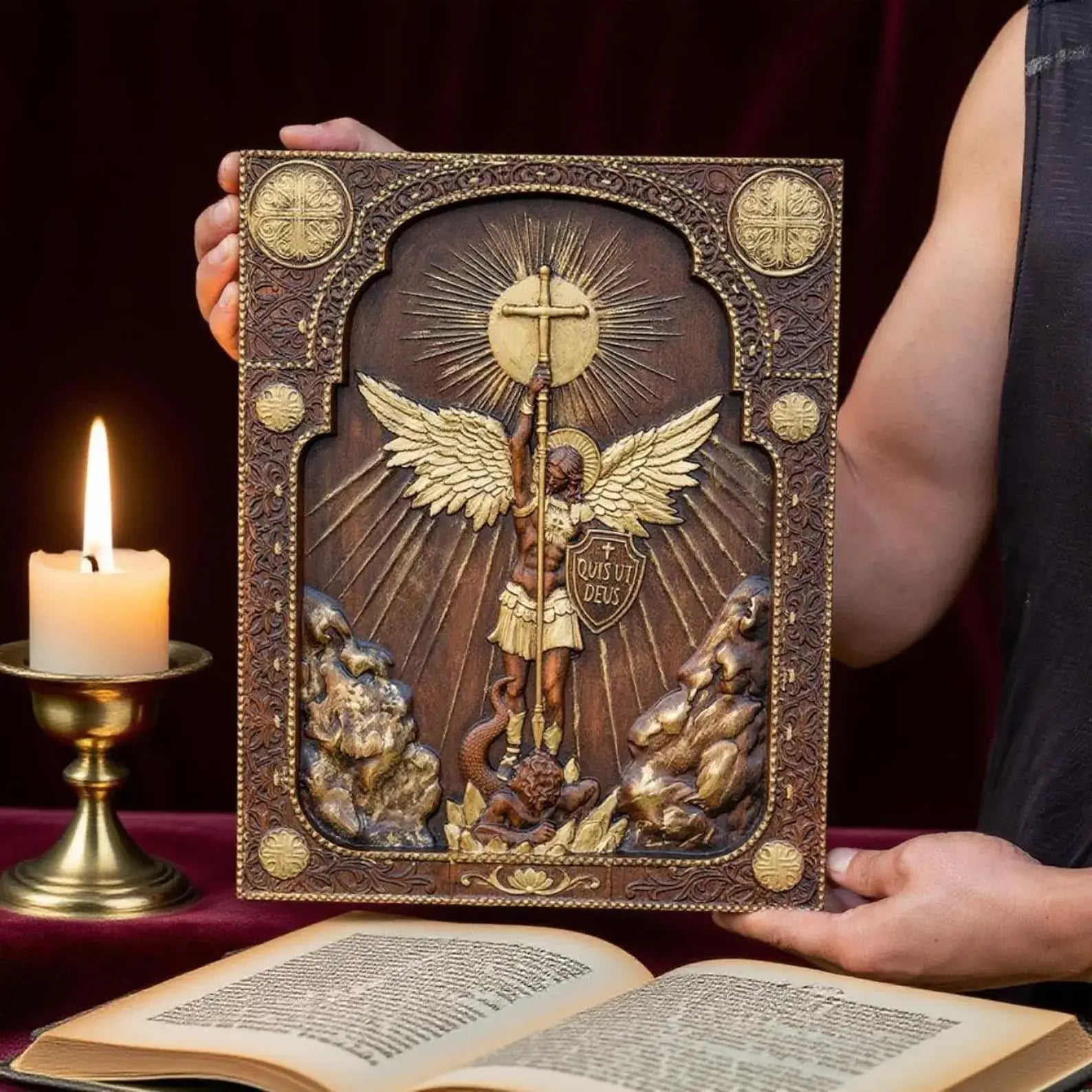 Wooden icon of Saint Michael the Archangel.-Viarello