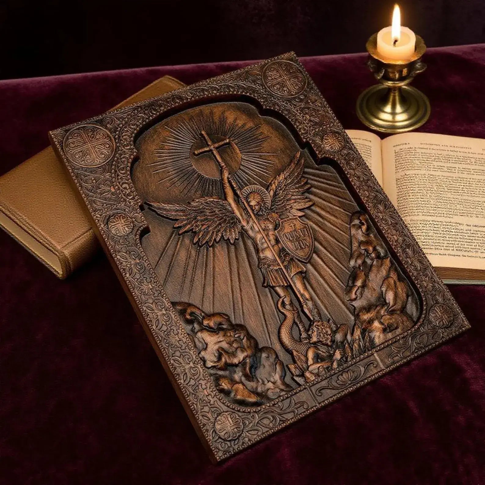 Wooden icon of Saint Michael the Archangel.-Viarello