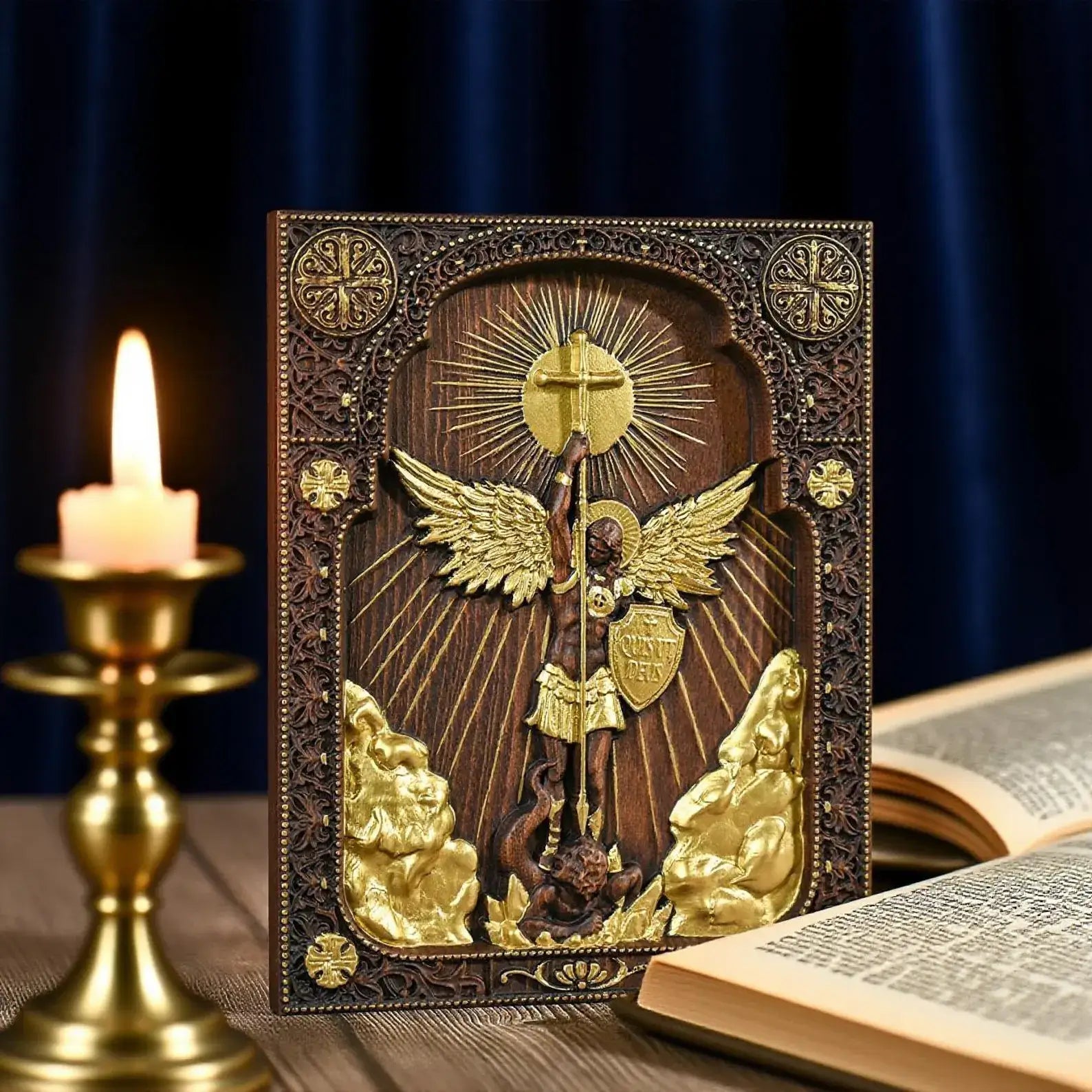 Wooden icon of Saint Michael the Archangel.-Viarello