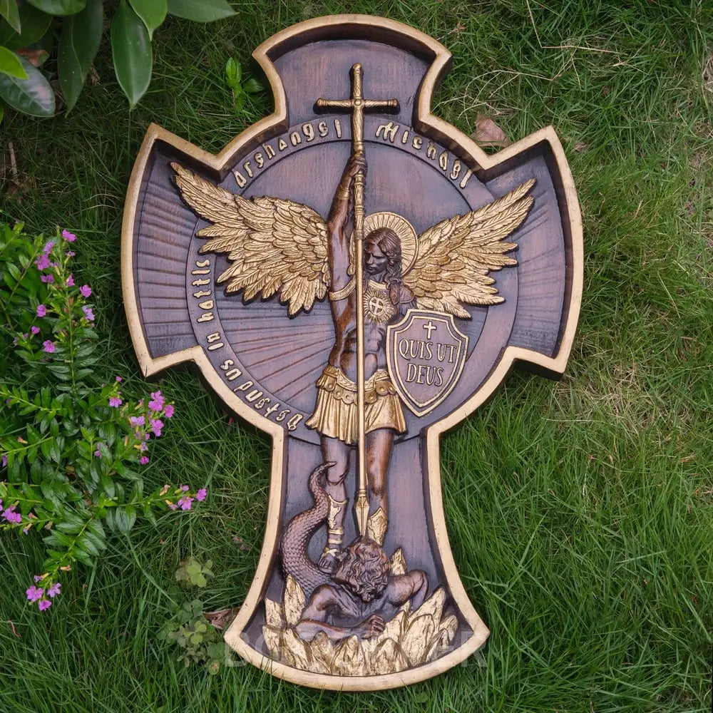 Wooden sculpture of Saint Michael the Archangel.-Viarello