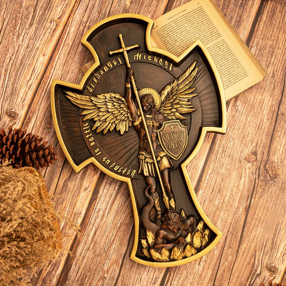 Wooden sculpture of Saint Michael the Archangel.-Viarello