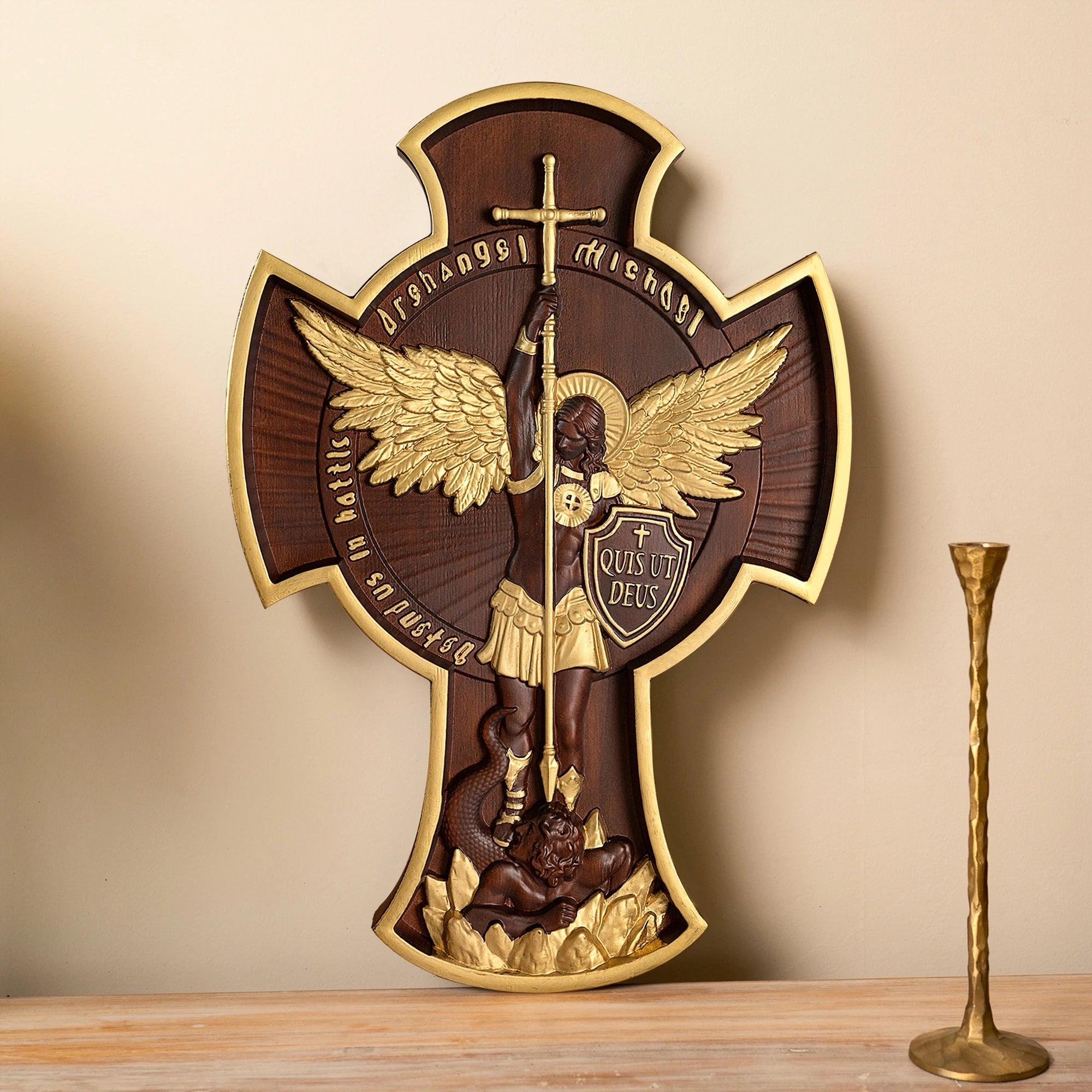 Wooden sculpture of Saint Michael the Archangel.-Viarello