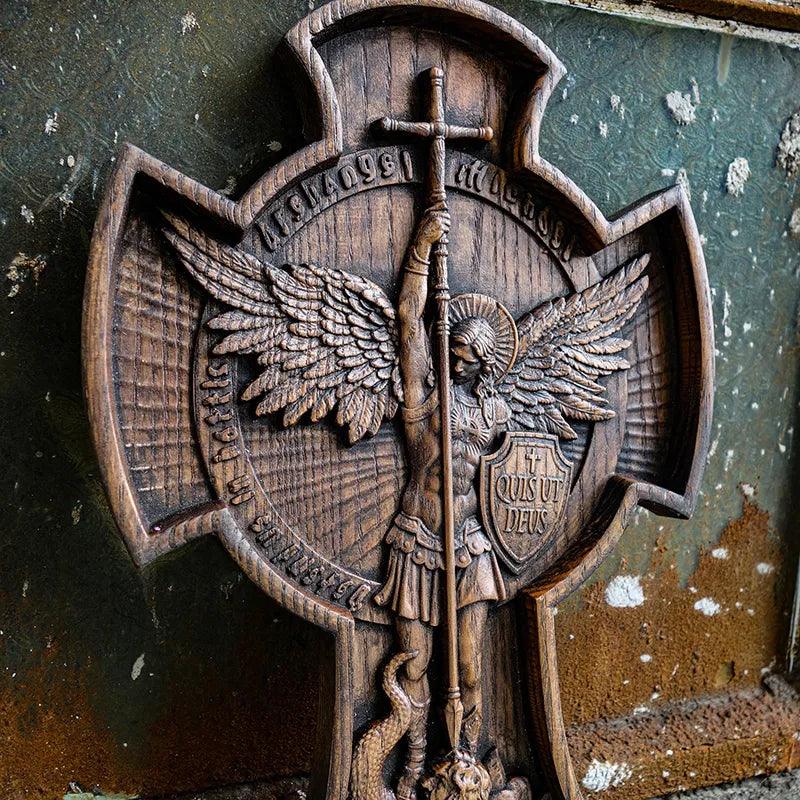 Wooden sculpture of Saint Michael the Archangel.-Viarello