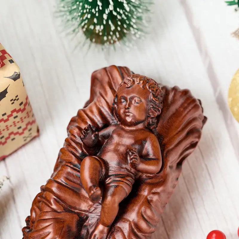 Wooden Sculpture of the Baby Jesus - The Light of the Newborn-Viarello