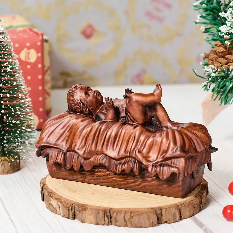 Wooden Sculpture of the Baby Jesus - The Light of the Newborn-Viarello