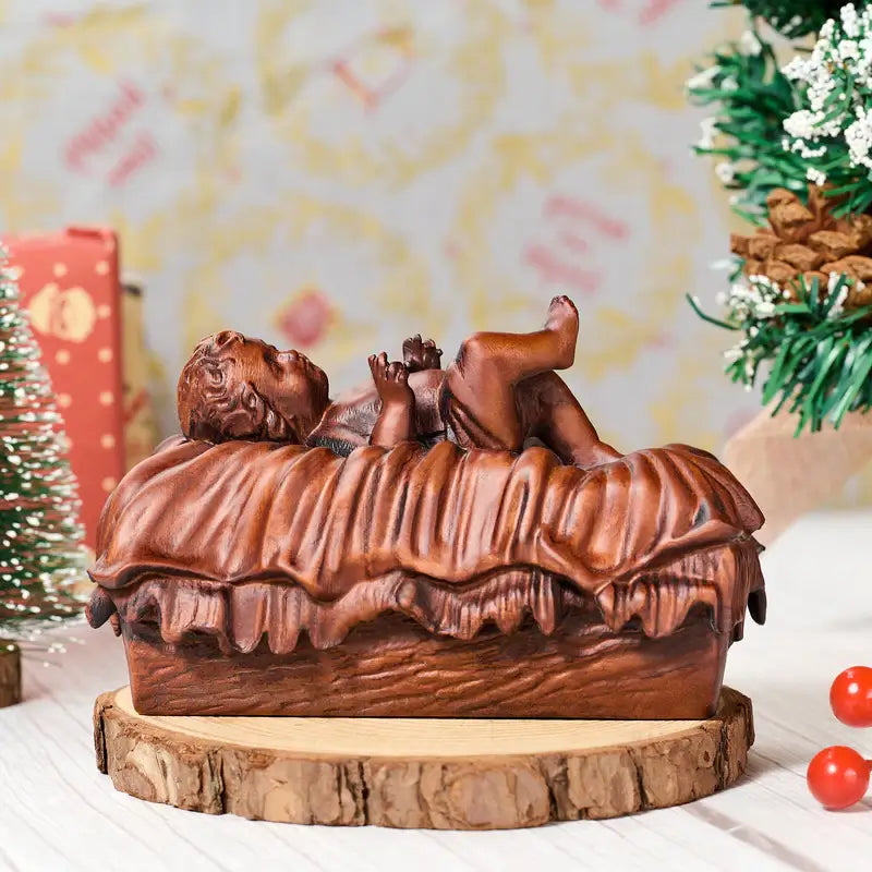 Wooden Sculpture of the Baby Jesus - The Light of the Newborn-Viarello